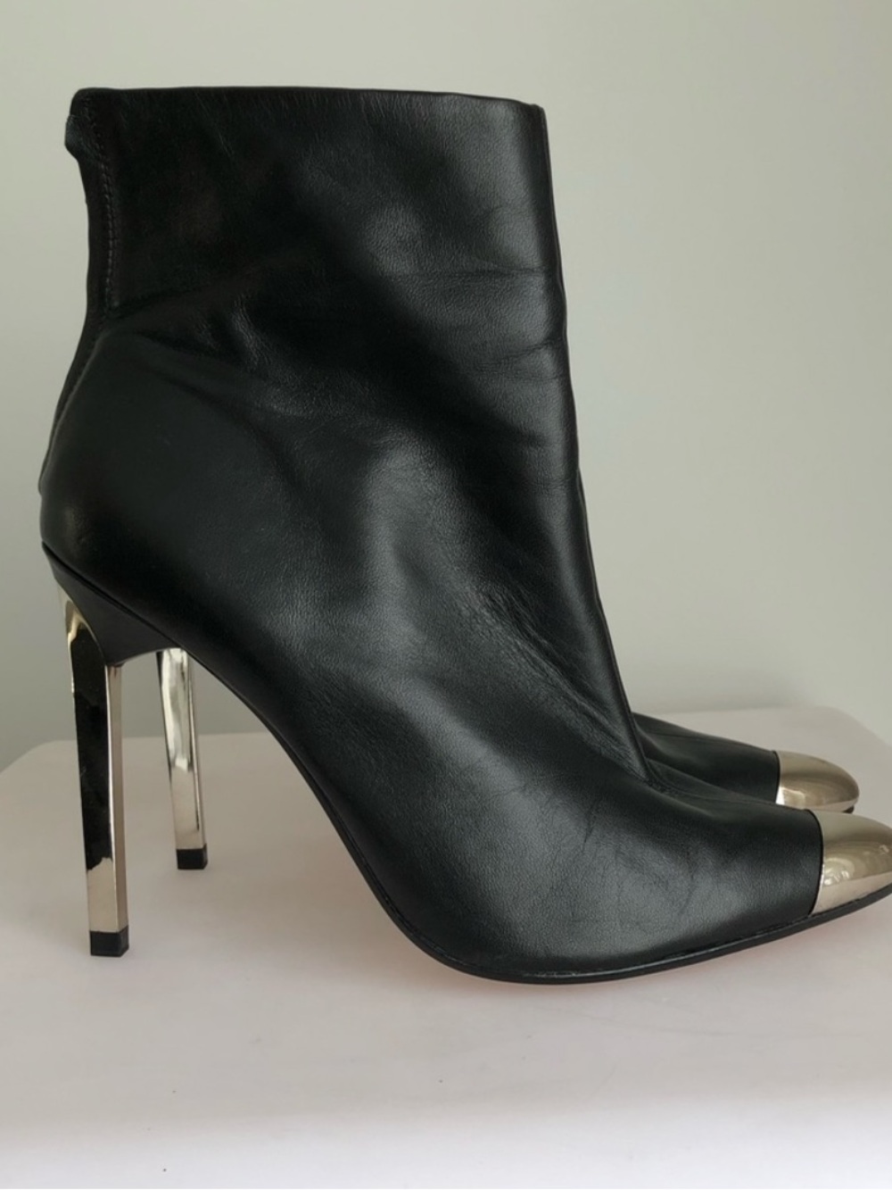 ISO (In search of) Zara Black Leather Ankle Boots with Gold Metallic Toe & Heel